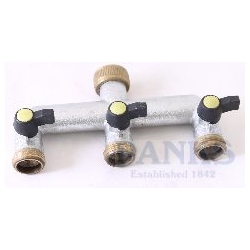 3 Way Tap Manifold 3/4" Male Brass